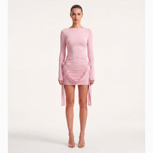 Mini abito rosa con dettagli floreali in jersey