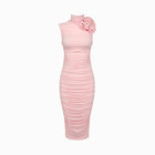 Pink halter flower midi dress