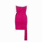 Fuchsia flowers draped mini dress