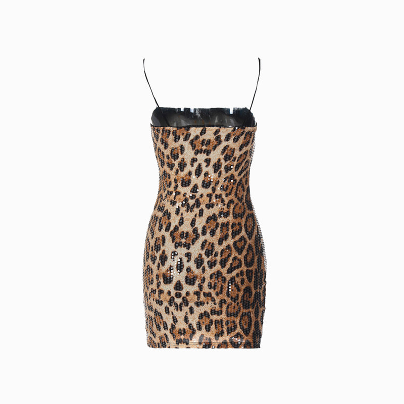 Leopard sequins mini dress