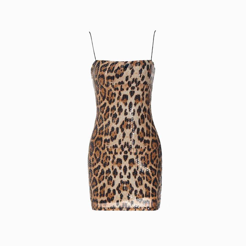 Leopard sequins mini dress