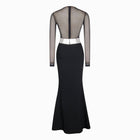 Black long sleeves sheer crystals dress