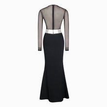 Black long sleeves sheer crystals dress