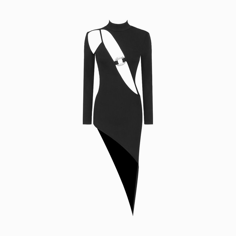Black jewels cutout dress