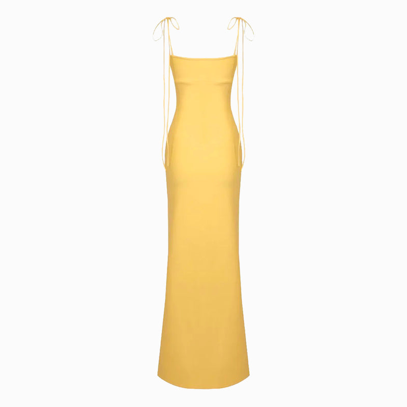 Yellow neckline shell dress