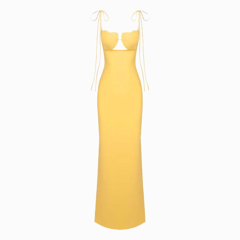 Yellow neckline shell dress