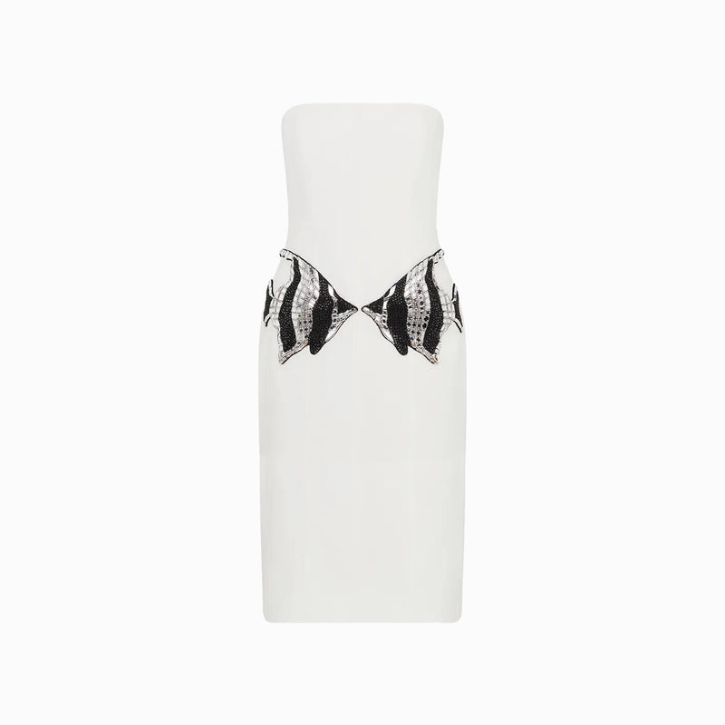 White fish midi dress