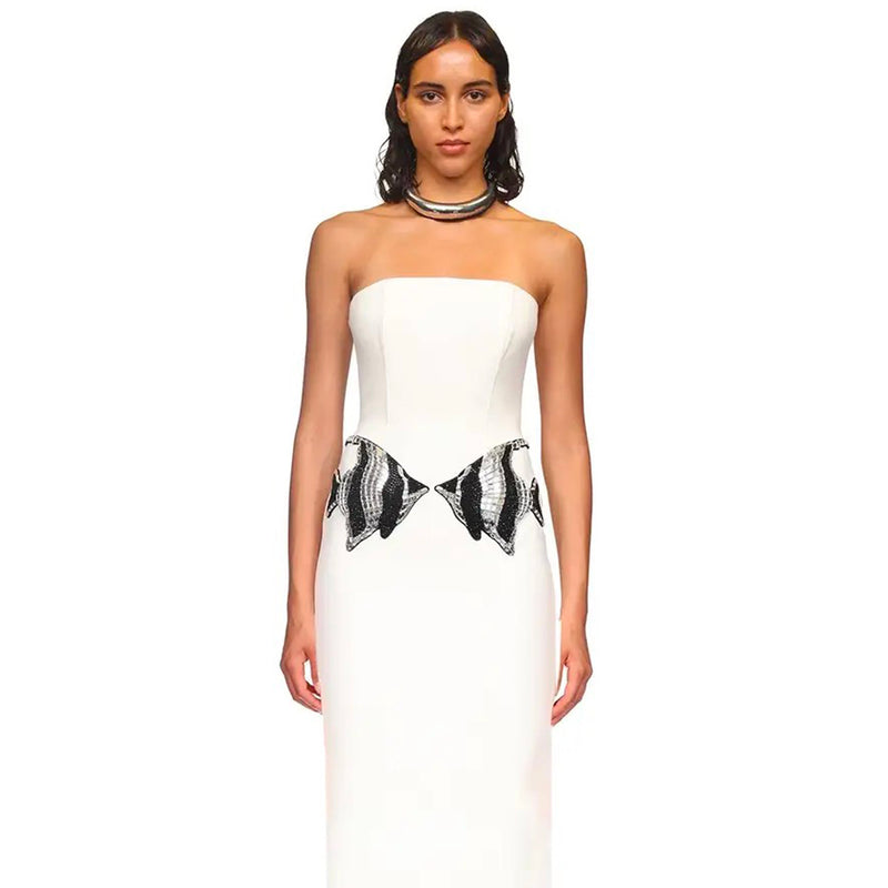White fish midi dress