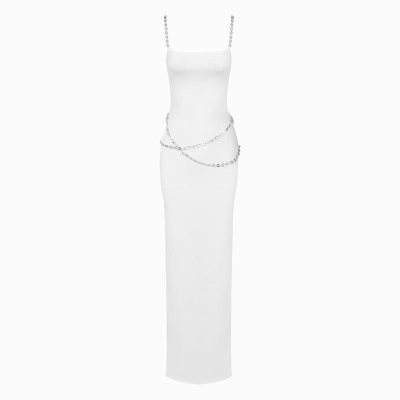 White mini chains dress