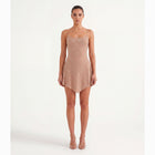 Mini abito nude con cristalli in mesh