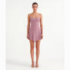 Mini abito rosa con cristalli in mesh