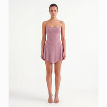 Mini abito rosa con cristalli in mesh