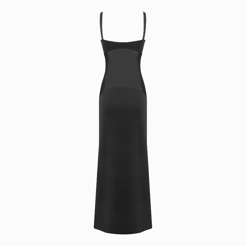 Black crystals sheer dress
