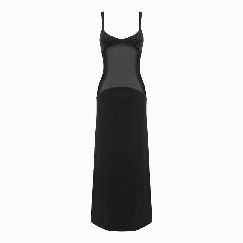 Black crystals sheer dress