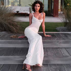 White sheer cutout dress