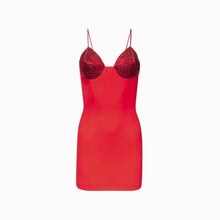 Red crystals mini dress