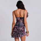 Printed mesh mini dress