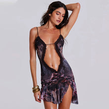 Printed mesh mini dress