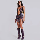 Printed mesh mini dress