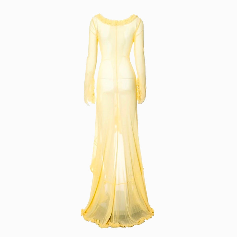 Yellow rouges mesh dress
