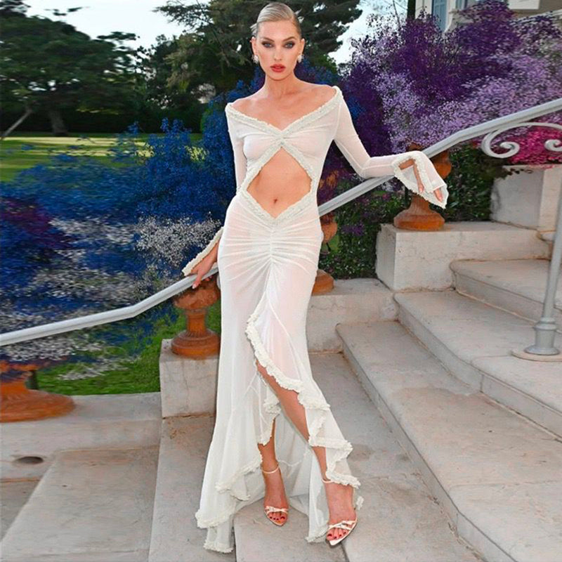 White rouges mesh dress
