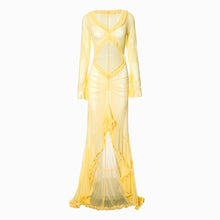 Yellow rouges mesh dress
