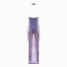 Lilac halter neck mesh dress