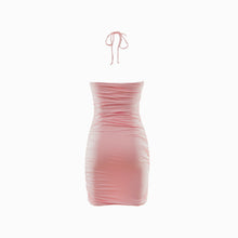 Pink jersey flowers mini dress