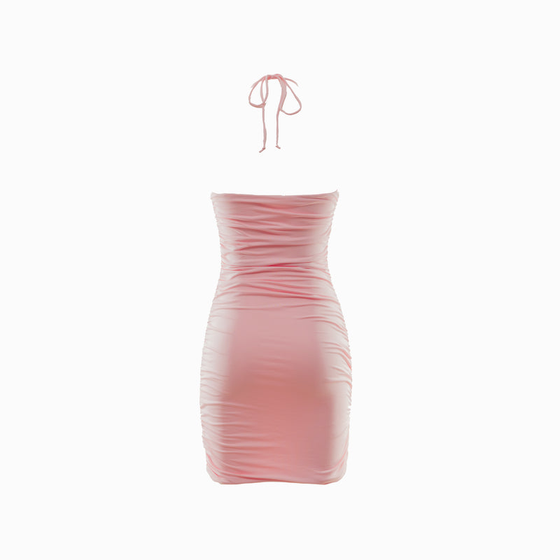 Pink jersey flowers mini dress
