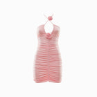 Pink jersey flowers mini dress
