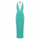 Lightblue V neck jersey dress