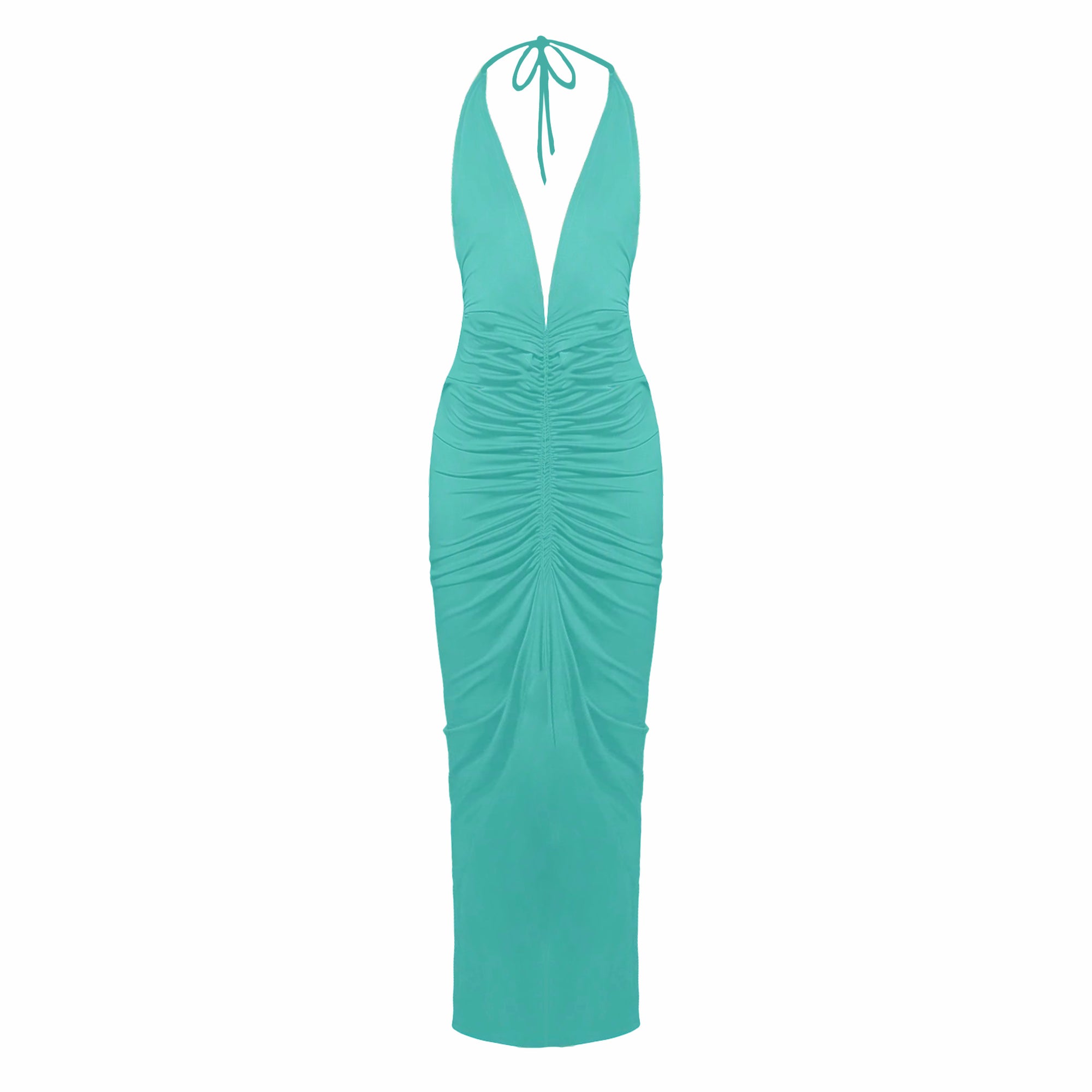 Lightblue V neck jersey dress