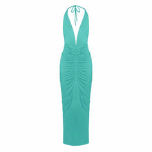 Lightblue V neck jersey dress
