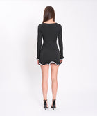 Black ruffle hem mini dress