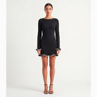 Mini abito nero con balze in jersey