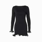 Black ruffle hem mini dress