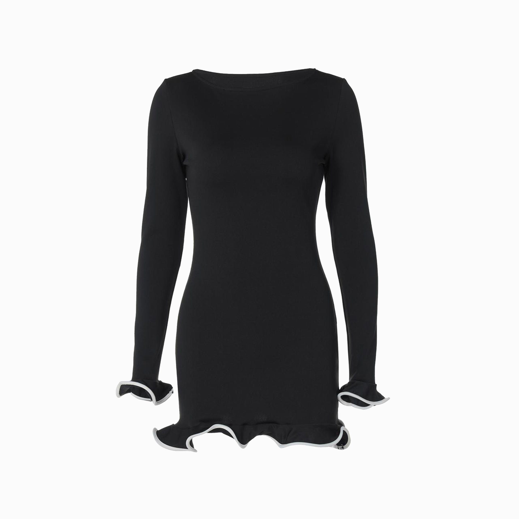 Black ruffle hem mini dress