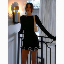 Black ruffle hem mini dress