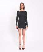 Black ruffle hem mini dress