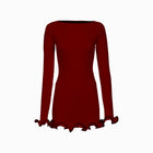Burgundy ruffle hem mini dress