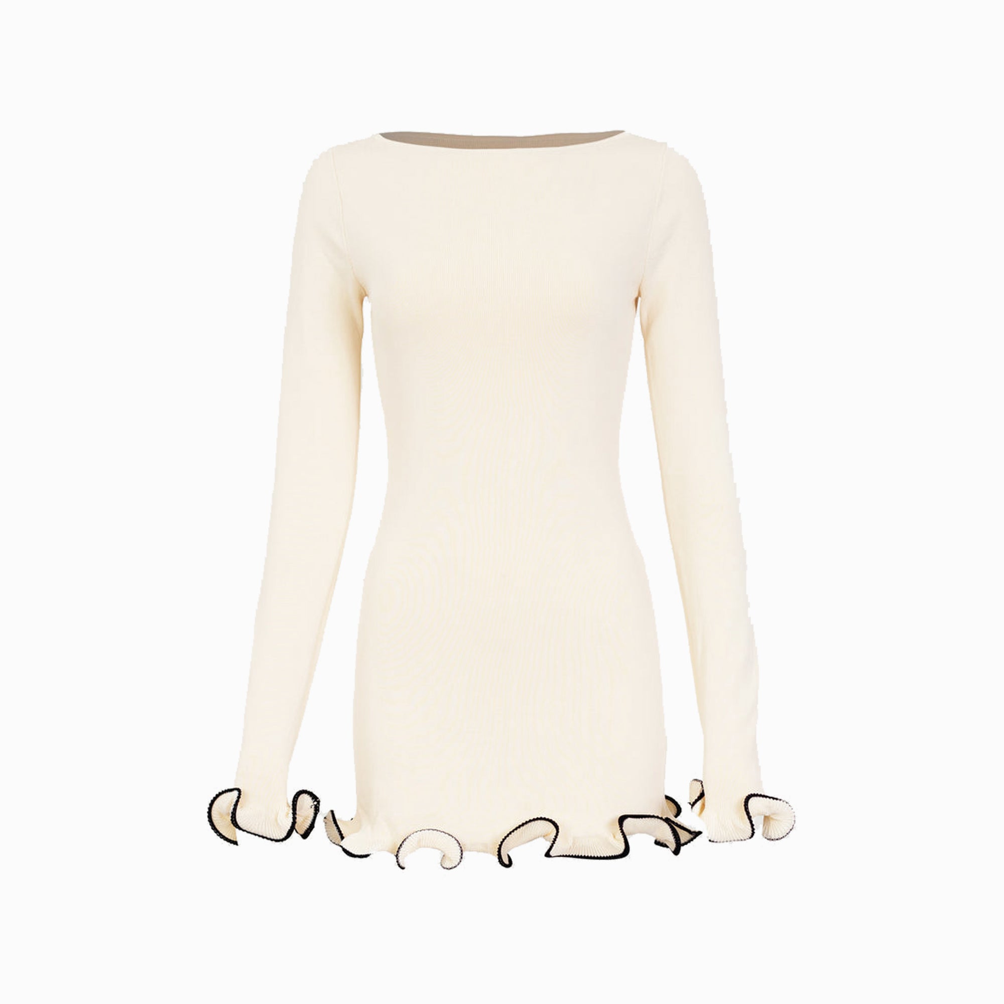 Cream ruffle hem mini dress