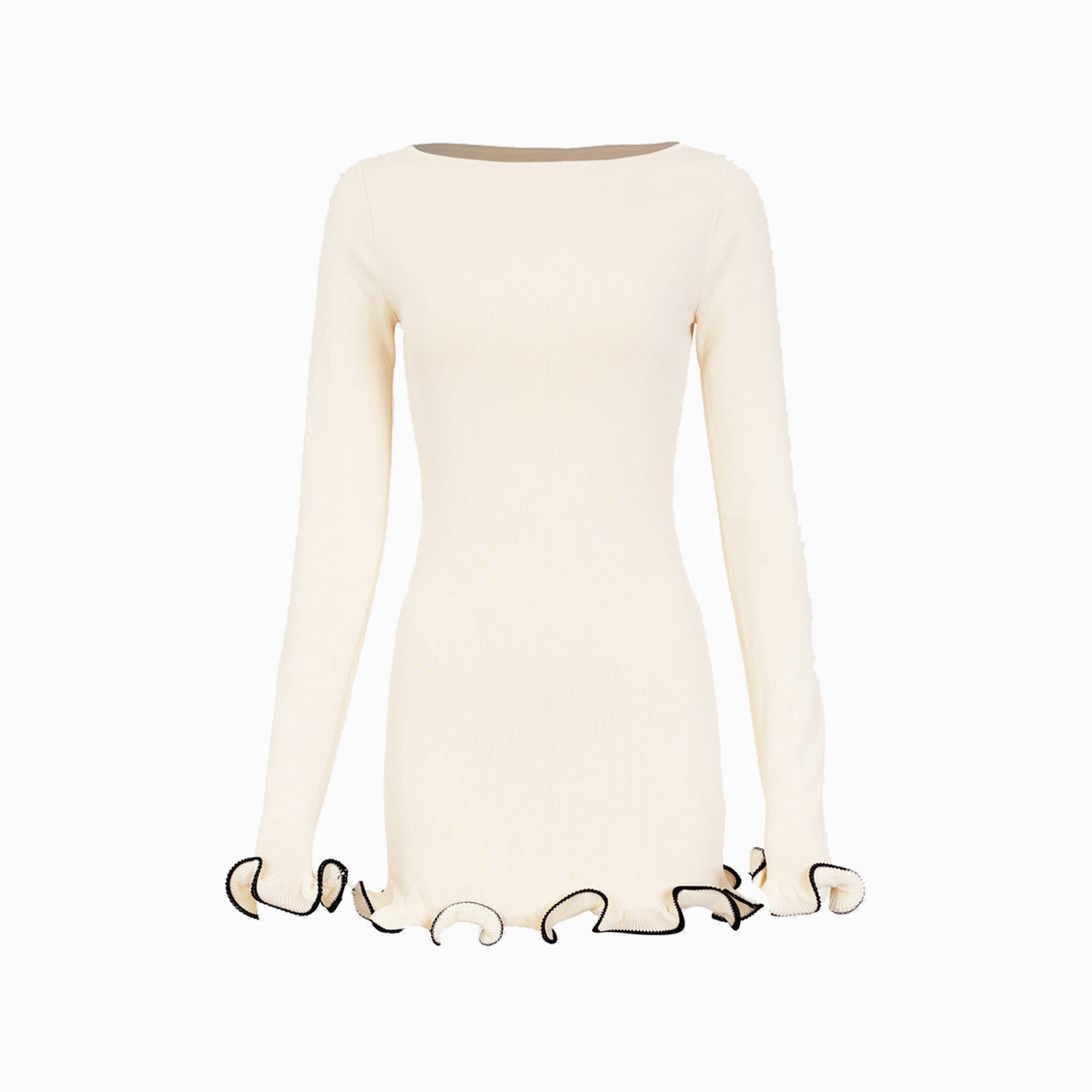 Cream ruffle hem mini dress