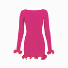 Mini abito fucsia con balze in maglina