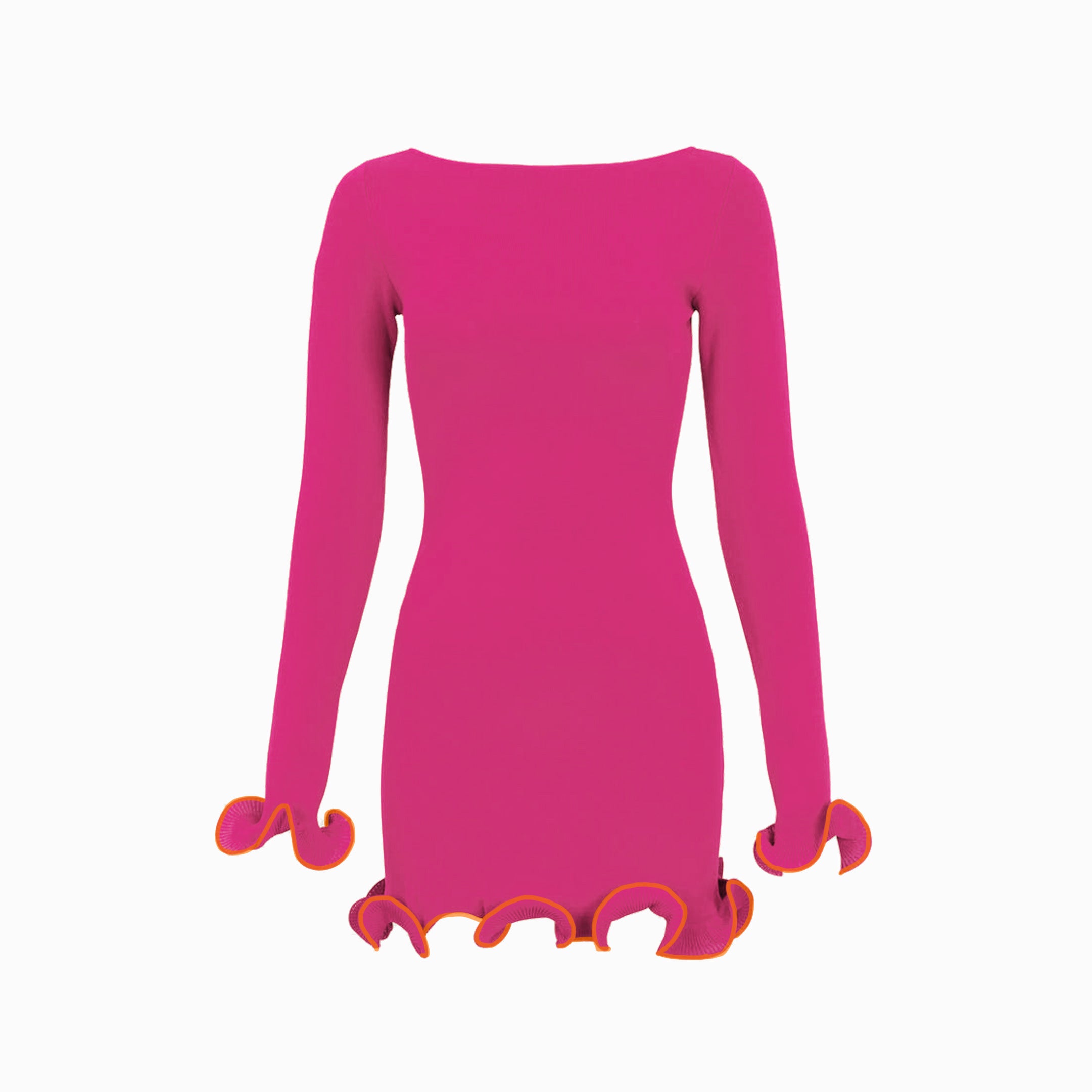 Fuchsia ruffle hem mini dress