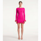 Mini abito fucsia con balze in maglina
