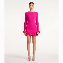 Mini abito fucsia con balze in maglina