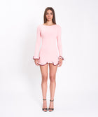 Pink ruffle hem mini dress