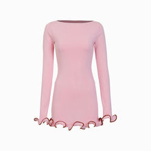 Pink ruffle hem mini dress