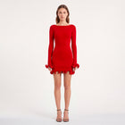 Mini abito rosso con balze in maglina