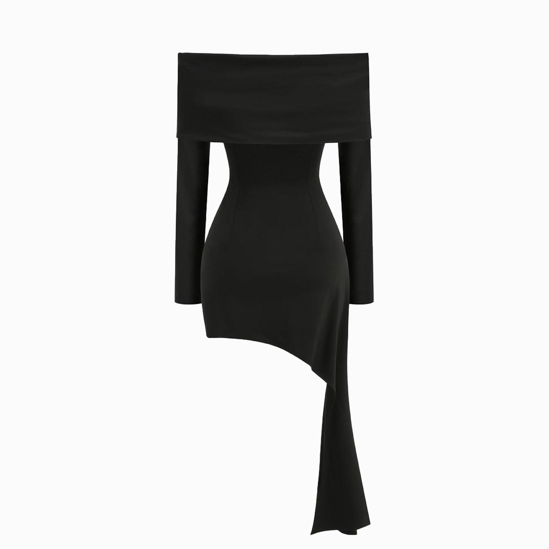 Black draped jersey mini dress